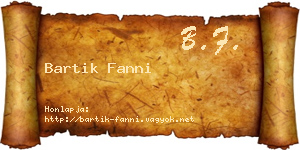 Bartik Fanni névjegykártya